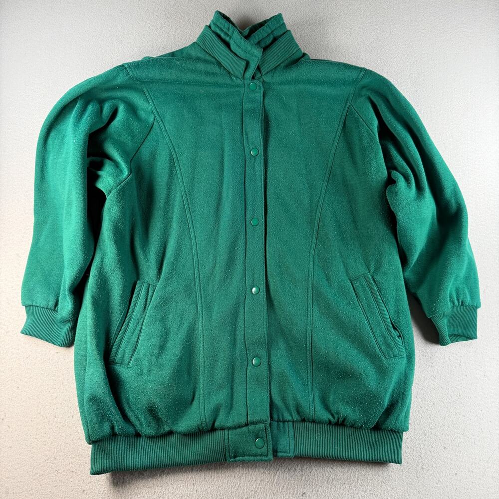 Vintage Westside Connection Green Reversible Fleece Snap Jacket Womens 15W